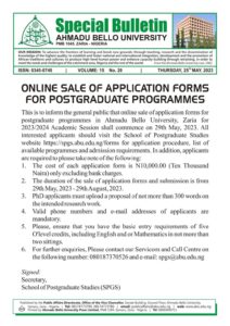 Sales postgraduate form for 2023/2024 Academic Session